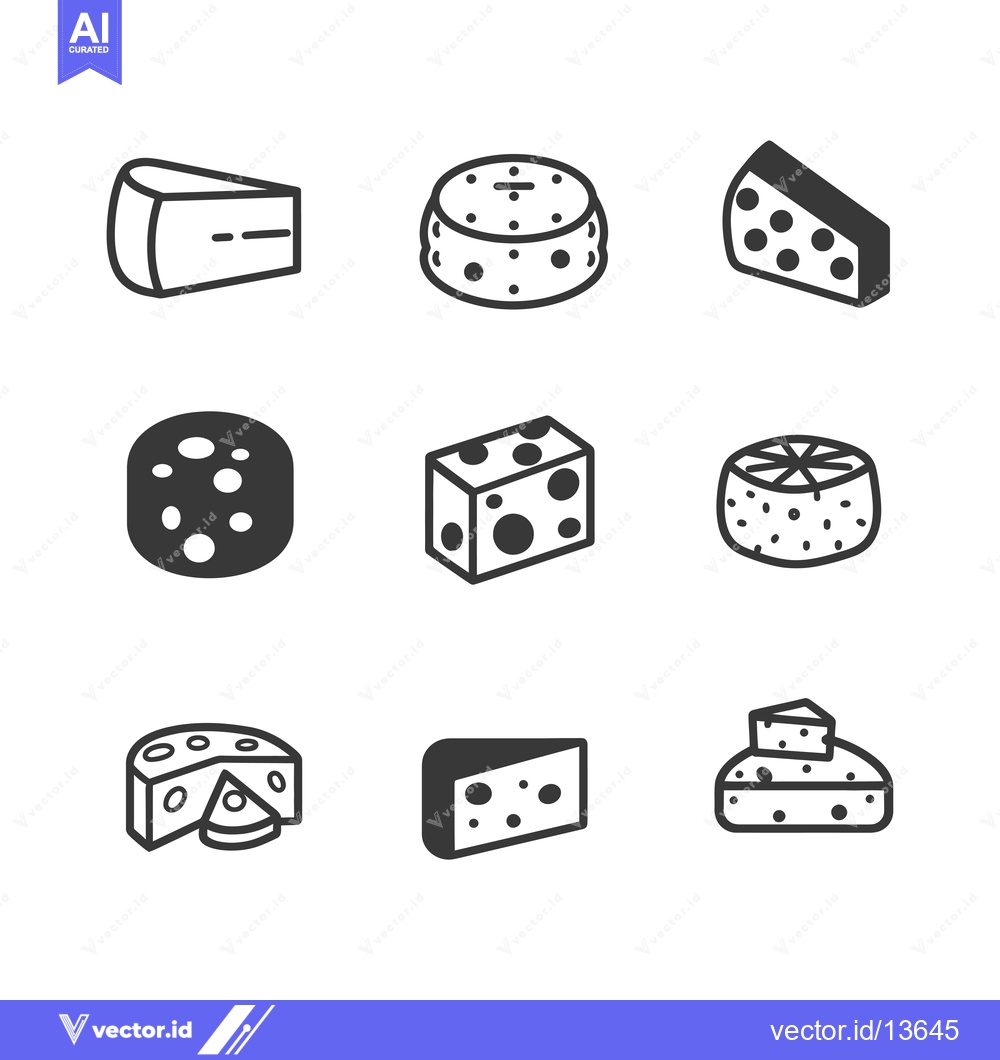 Premium Vector dari A Collection of Nine Different Cheese Icons