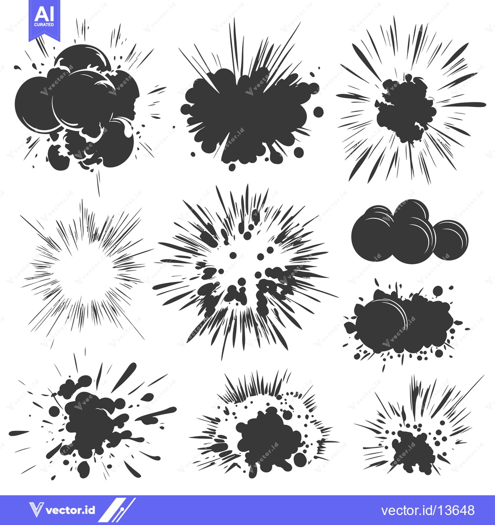 Premium Vector dari A Collection of Nine Different Ink Splatter Shapes
