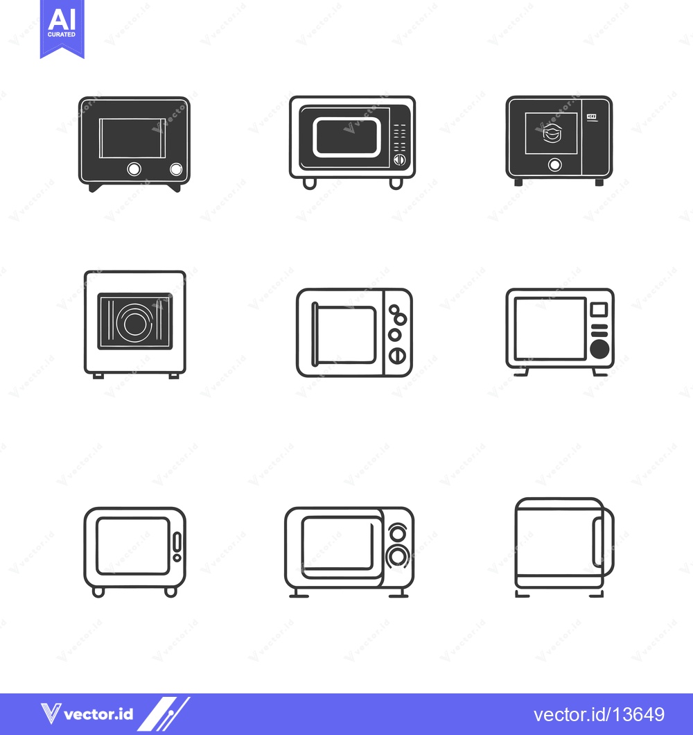 Premium Vector dari A Collection of Nine Different Microwave Oven Icon Designs