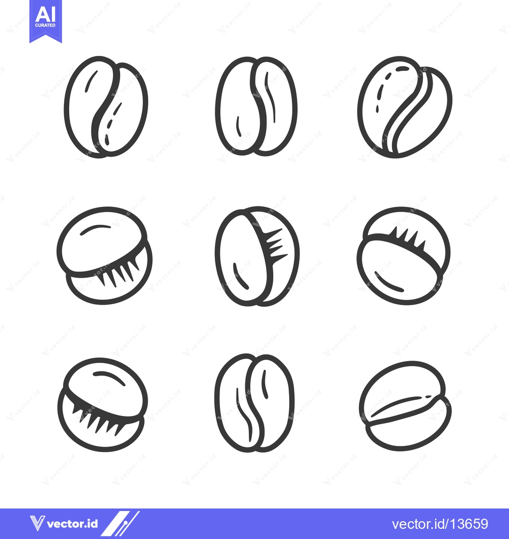 Premium Vector of A Collection of Nine Hand-Drawn Coffee Bean Illustrations