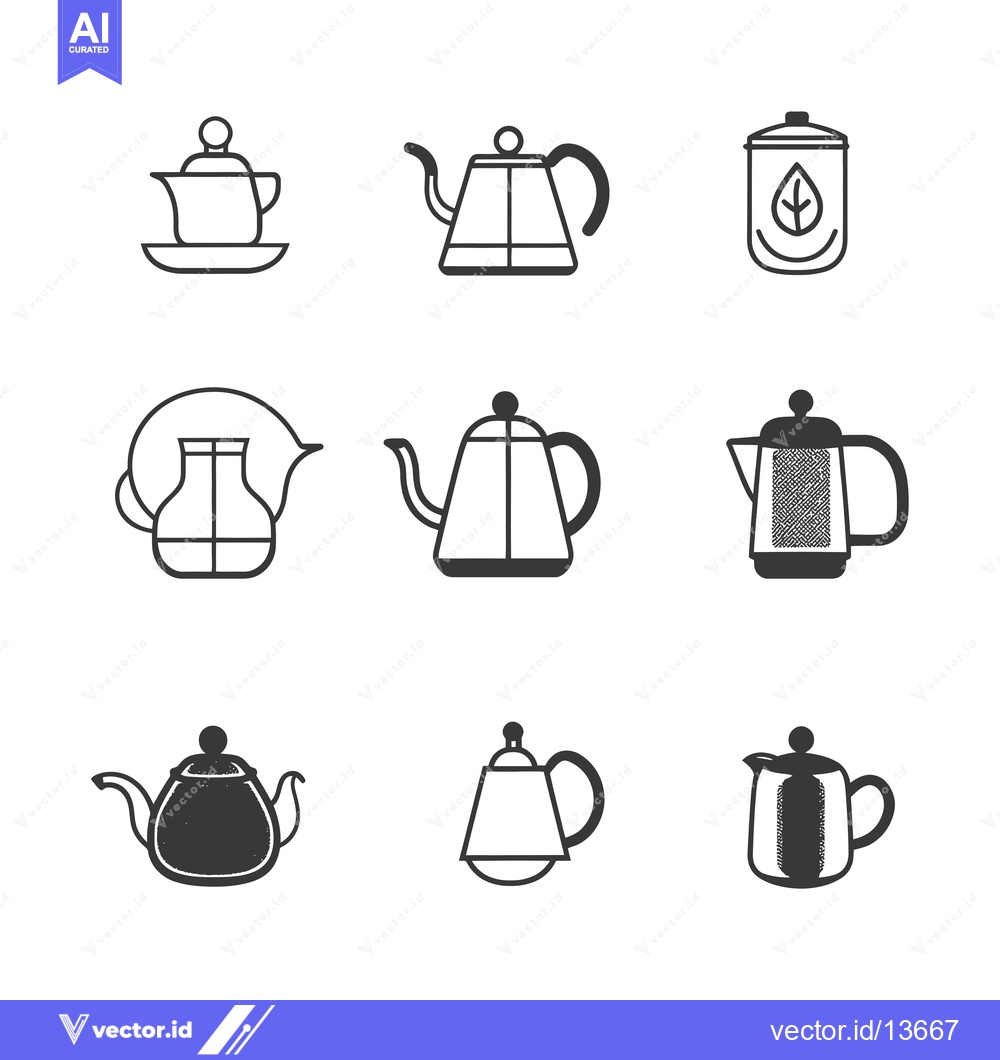 Premium Vector dari A Collection of Nine Kettle and Teapot Silhouettes