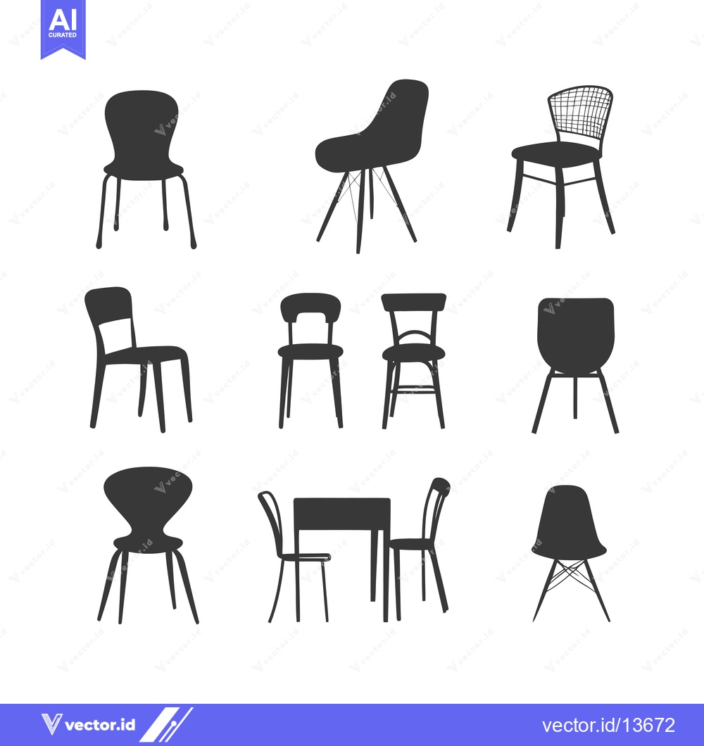 Premium Vector of A Collection of Nine Modern Chair Silhouettes