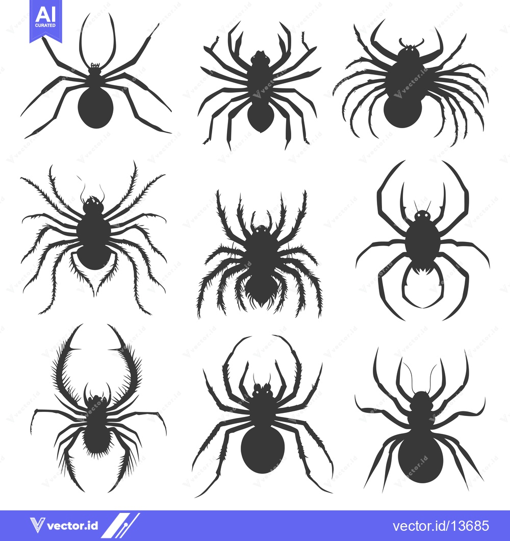 Premium Vector dari A Collection of Nine Spider Silhouettes