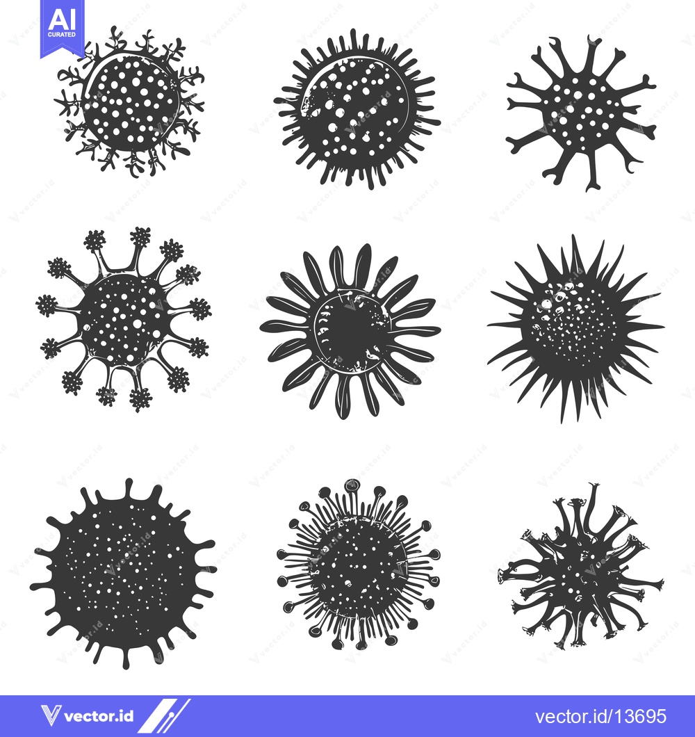 Premium Vector dari A Collection of Nine Stylized Virus Illustrations