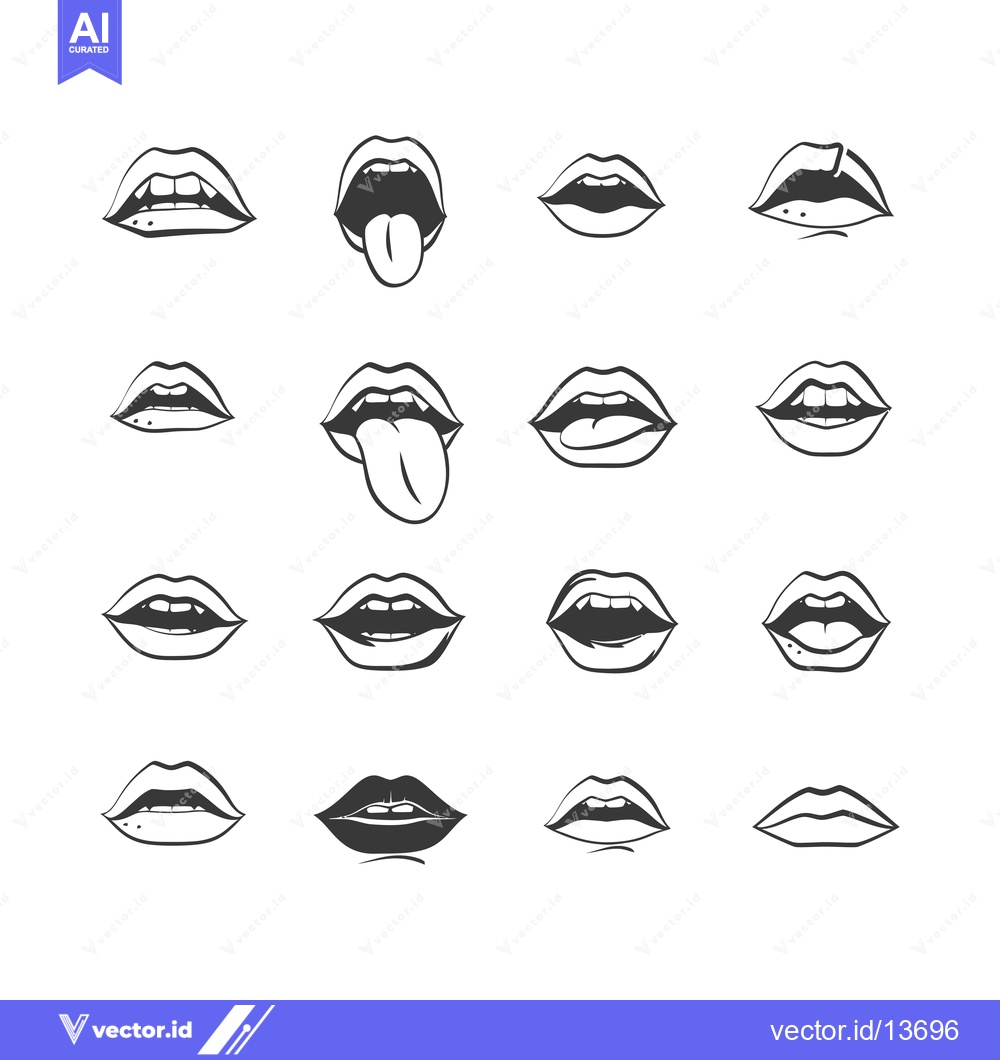 Premium Vector dari A Collection of Open and Closed Lips with Varying Expressions