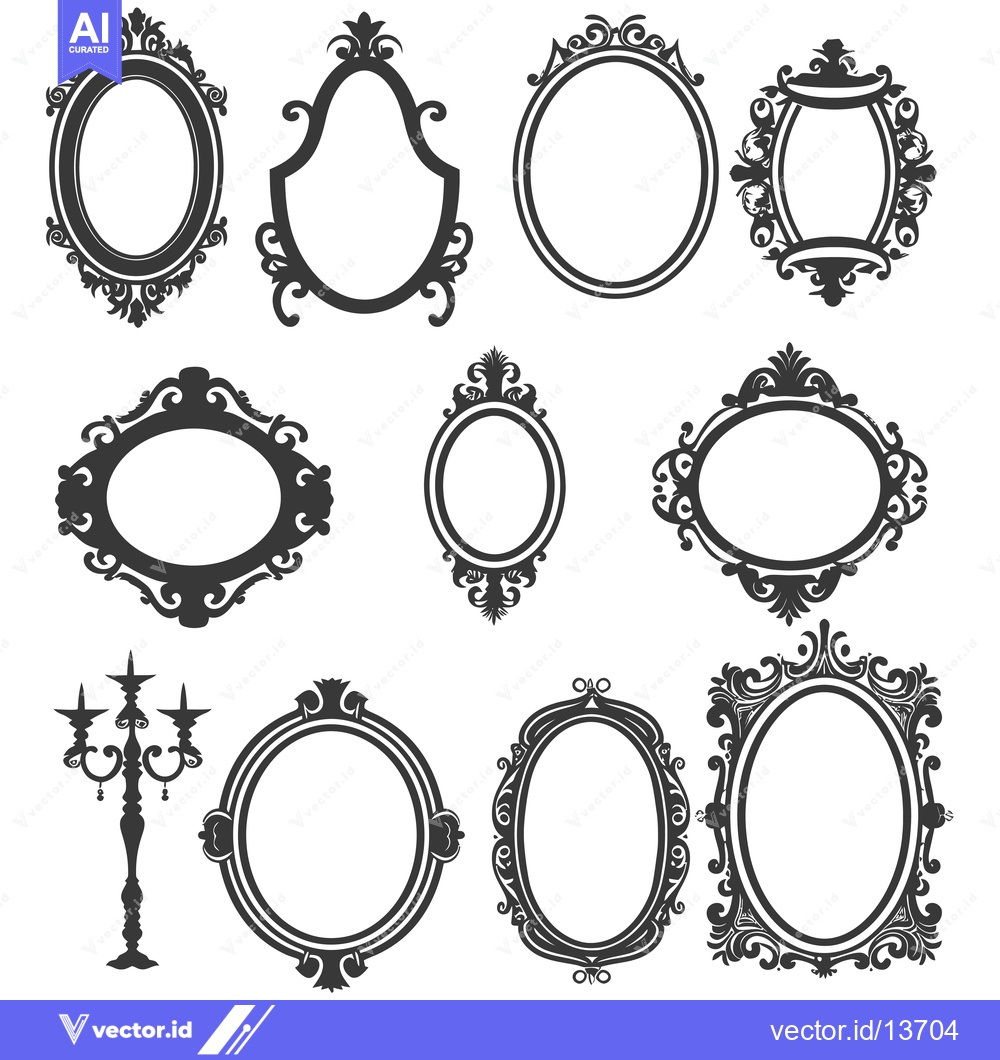 Premium Vector dari A Collection of Ornate Frames and a Candelabra