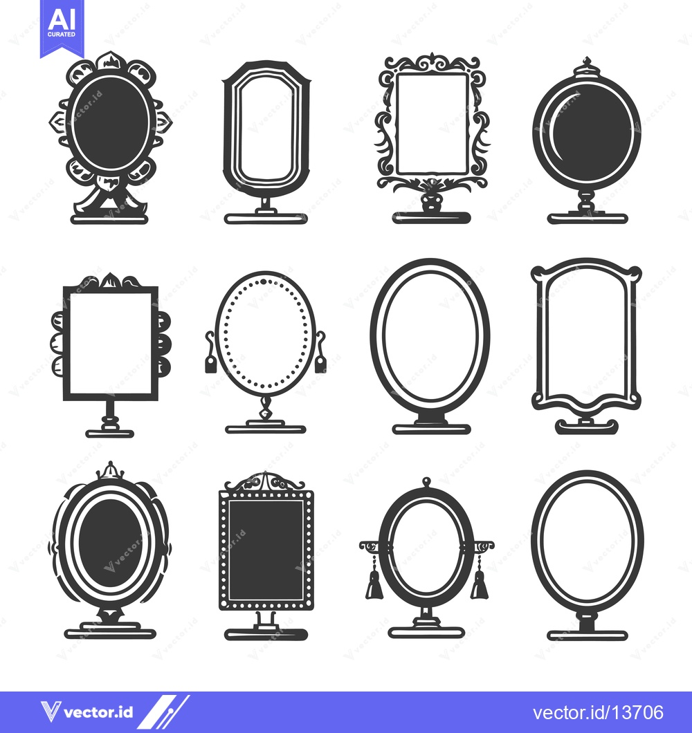 Premium Vector of A Collection of Ornate Vintage Mirrors and Frames