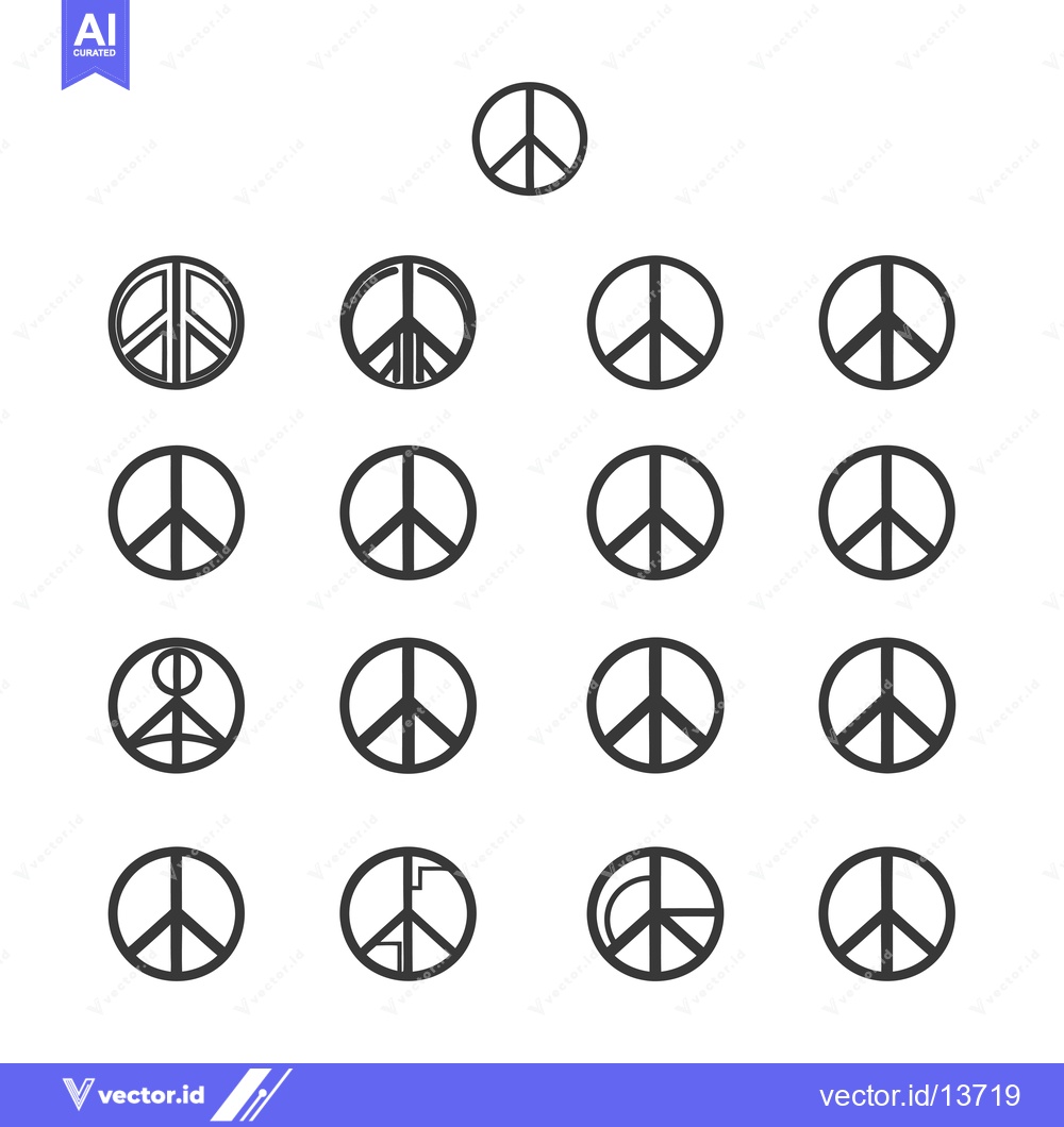 Premium Vector dari A Collection of Peace Sign Variations, Depicting Different Styles and