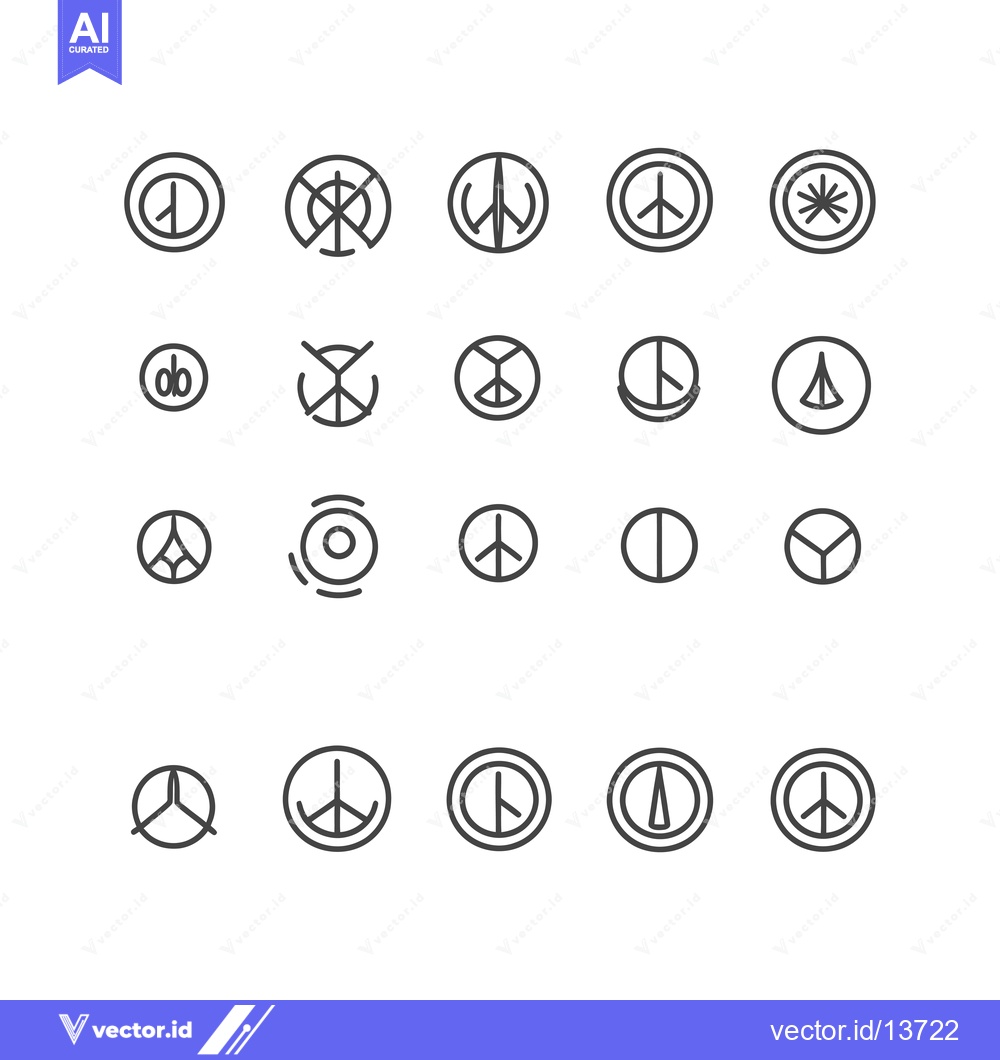 Premium Vector dari A Collection of Peace Sign Variations in Circle Frames