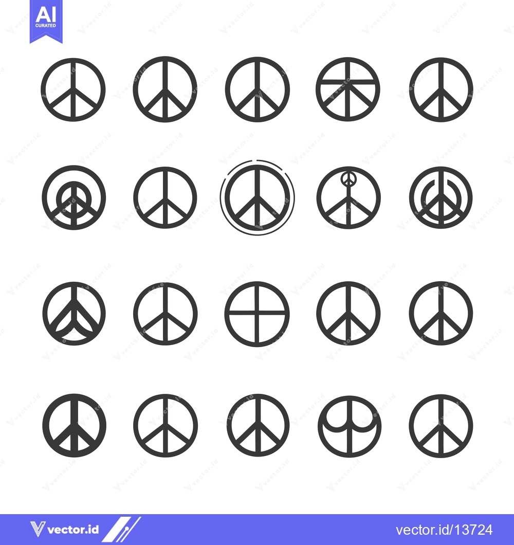 Premium Vector dari A Collection of Peace Symbol Variations in Black and White