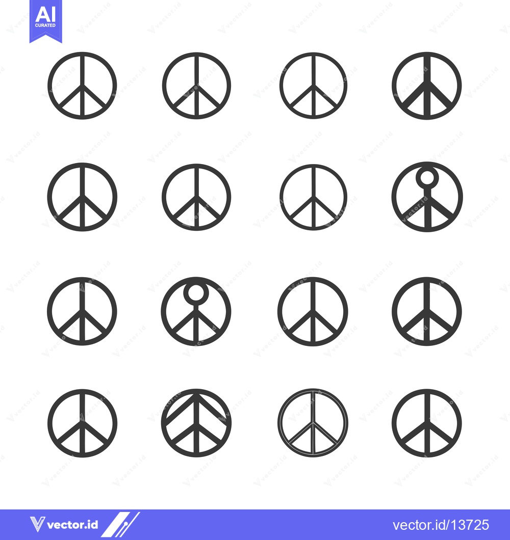 Premium Vector dari A Collection of Peace Symbol Variations in Black and White