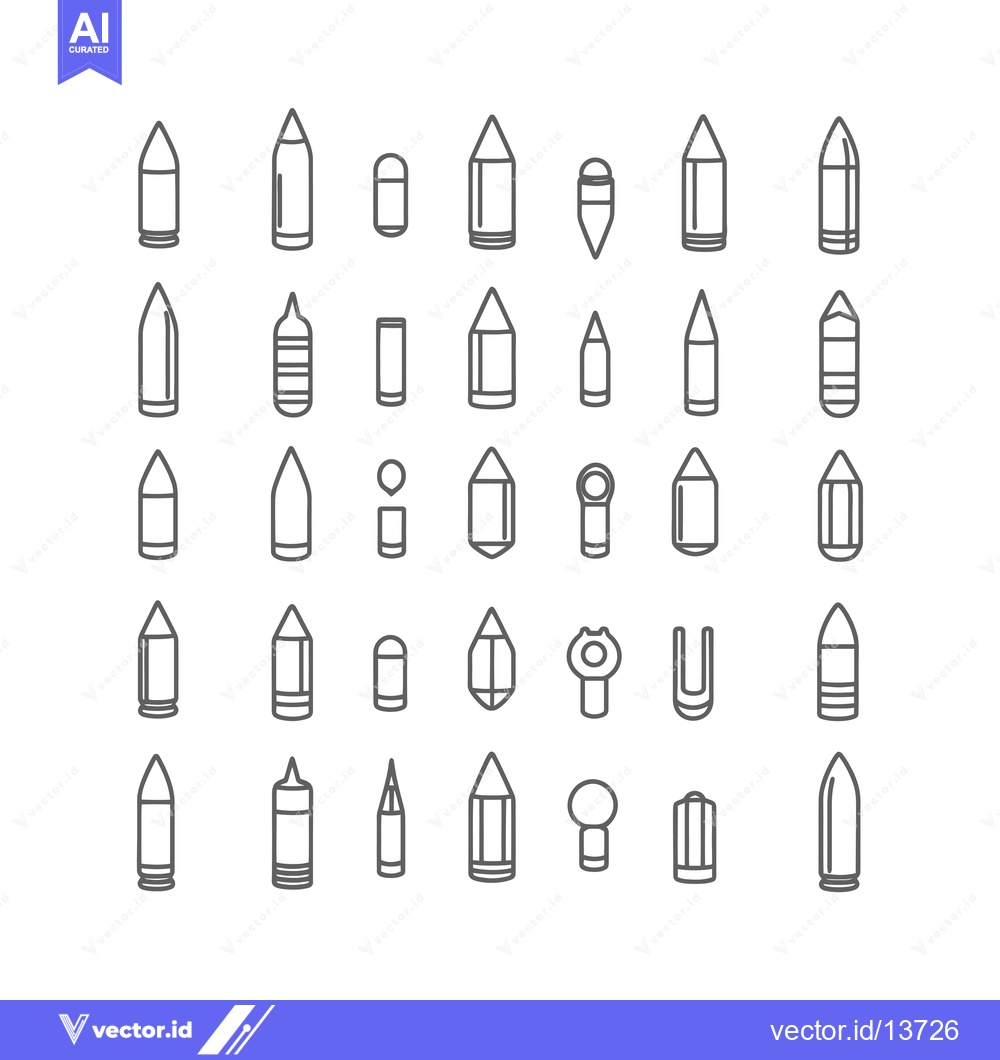 Premium Vector dari A Collection of Pencil and Bullet-Shaped Line Drawings