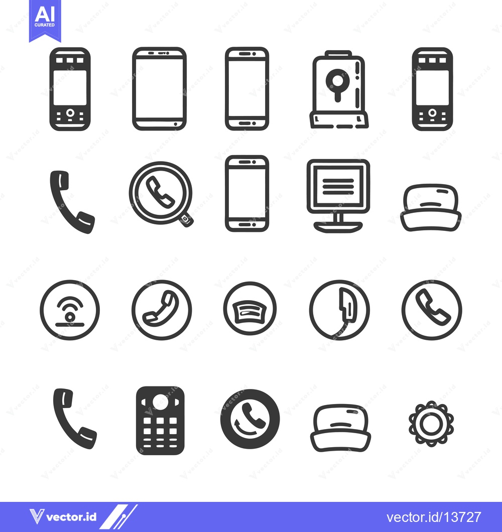 Premium Vector of A Collection of Phone, Communication, and Technology Icons