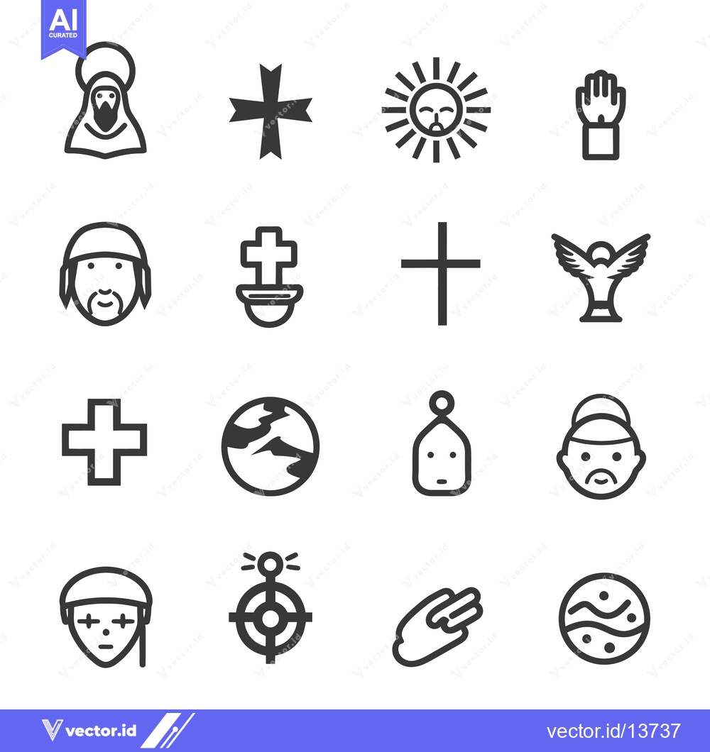 Premium Vector of A Collection of Religious Icons and Symbols in Black and White