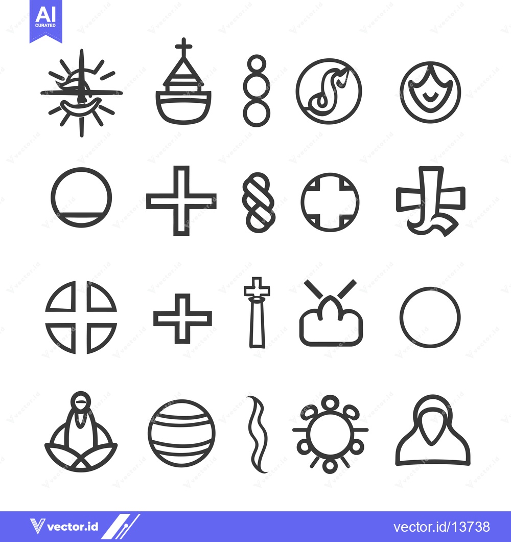 Premium Vector dari A Collection of Religious Symbols and Icons in Black and White