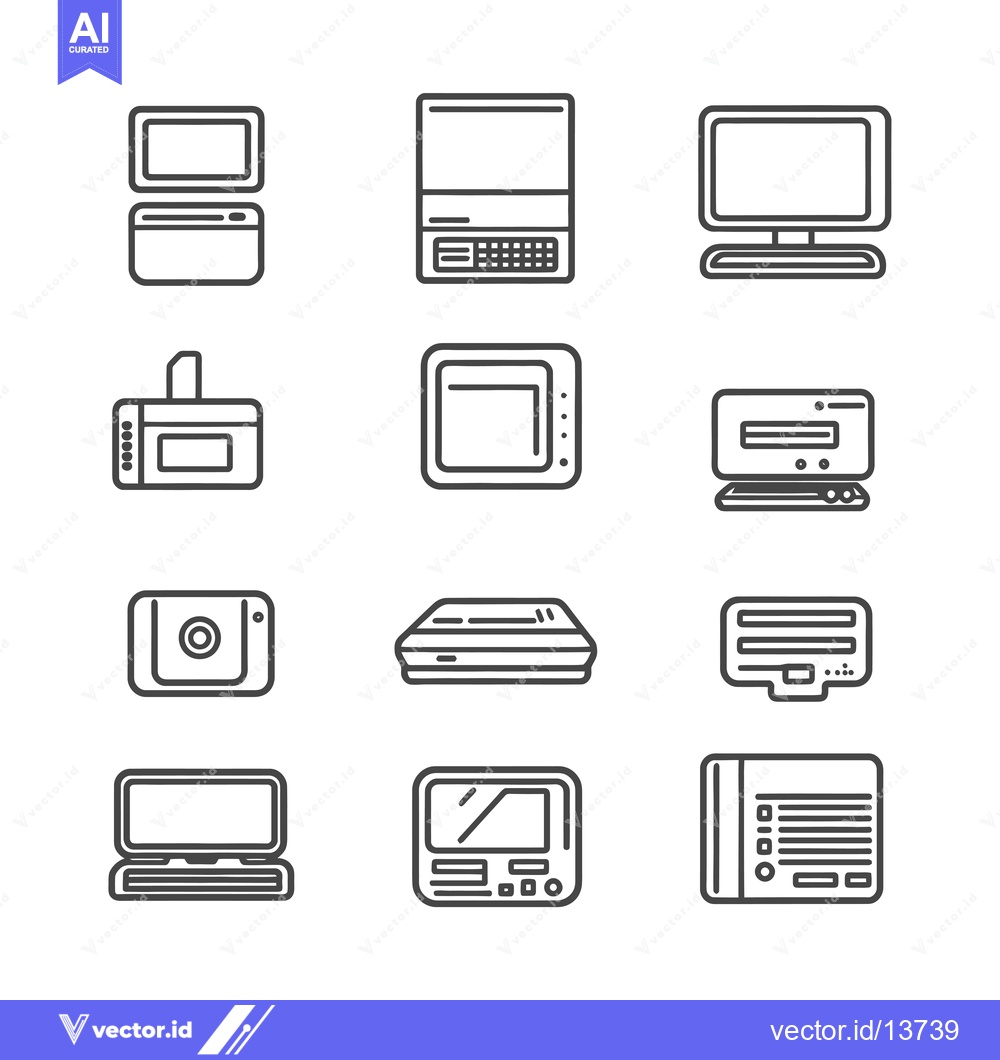 Premium Vector dari A Collection of Retro Computer and Electronic Device Icons