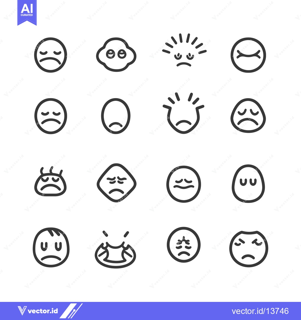 Premium Vector of A Collection of Sad and Depressed Emojis