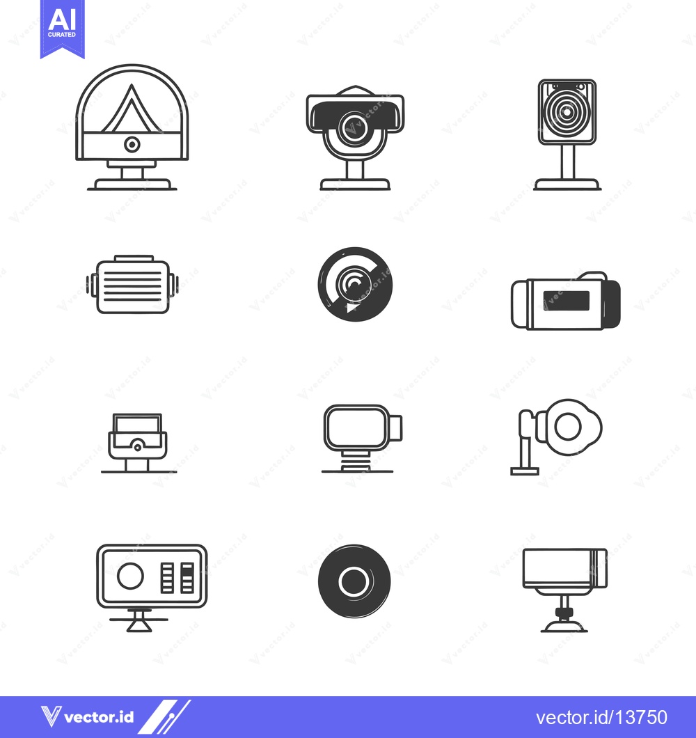 Premium Vector of A Collection of Security Camera and Surveillance Equipment Icons