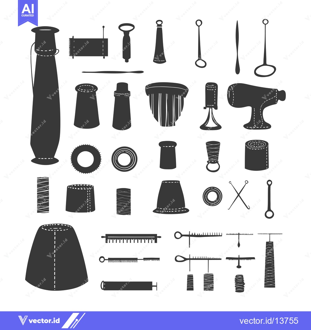 Premium Vector dari A Collection of Sewing Tools and Supplies in Silhouette