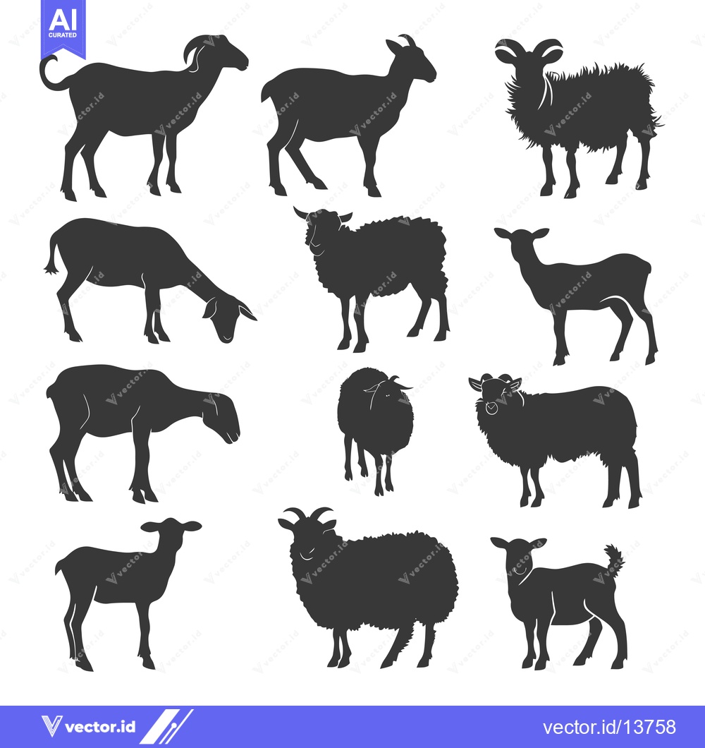 Premium Vector dari A Collection of Sheep and Goat Silhouettes in Various Poses