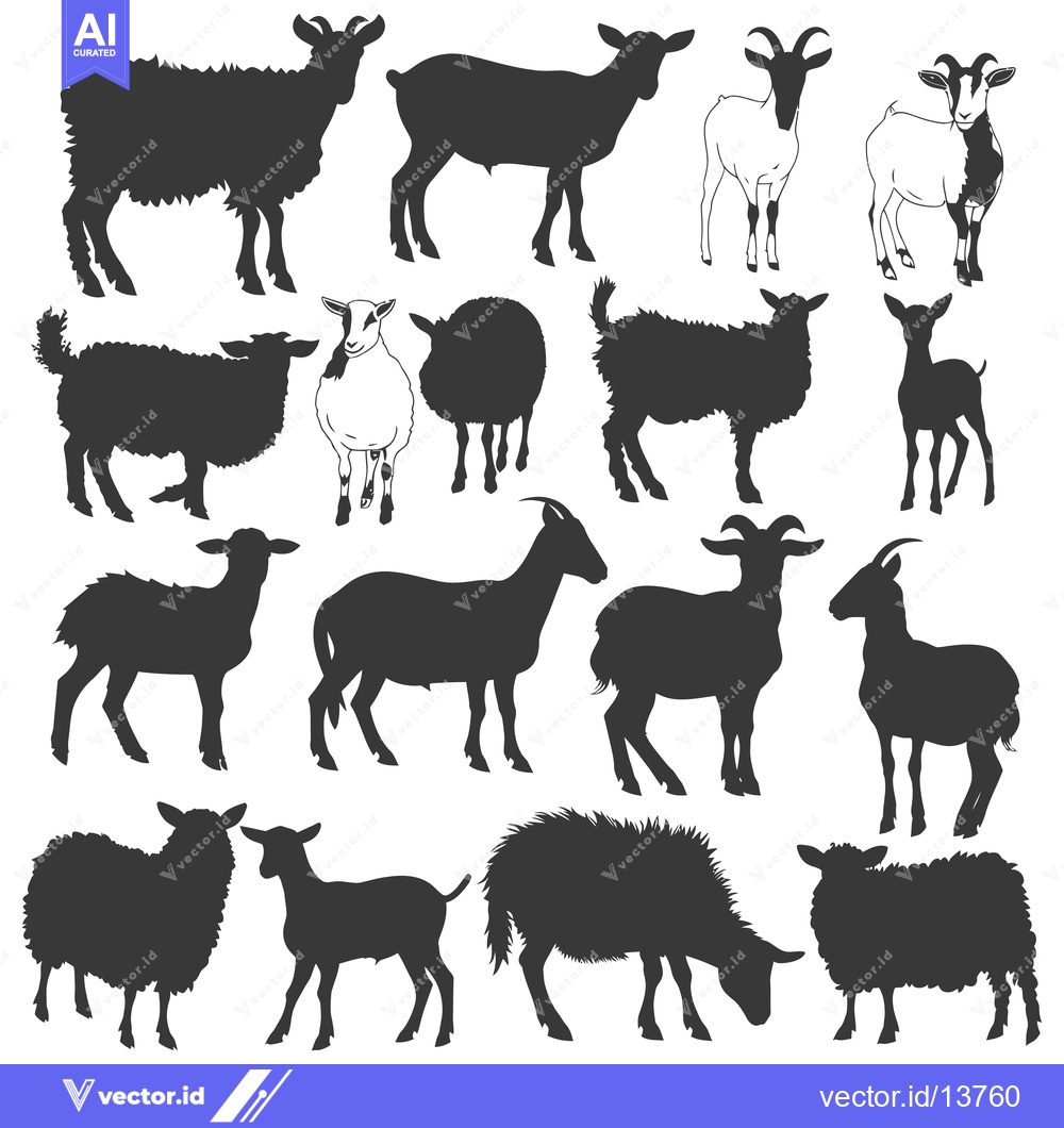 Premium Vector of A Collection of Sheep and Goat Silhouettes in Various Poses