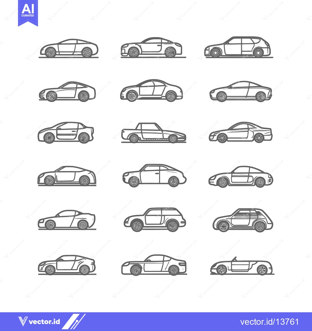 Premium Vector dari A Collection of  Side View Outlines of Different Car Types