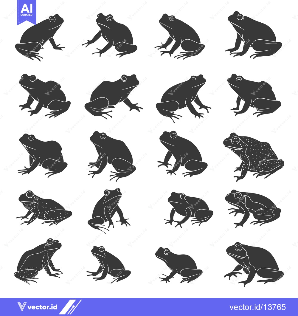 Premium Vector dari A Collection of Silhouette Frogs in Various Poses
