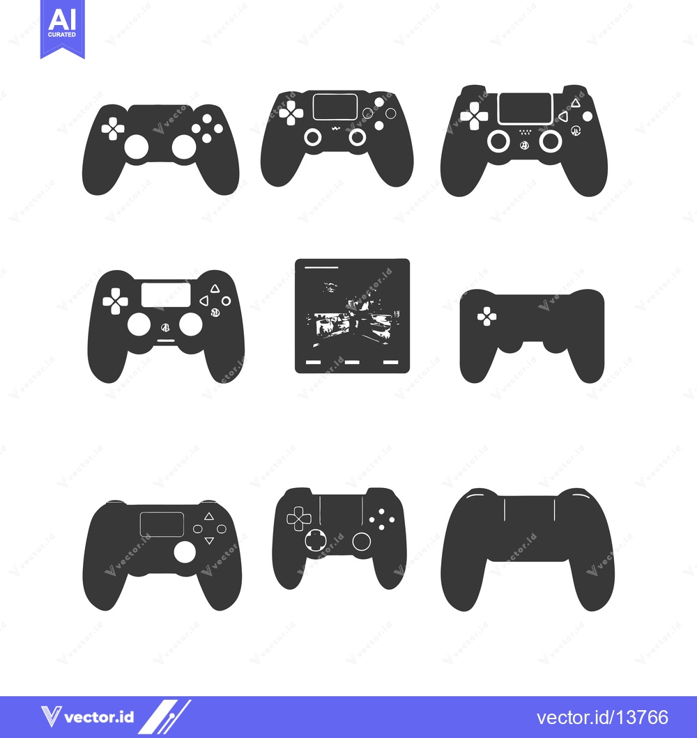 Premium Vector of A Collection of Silhouette Game Controllers