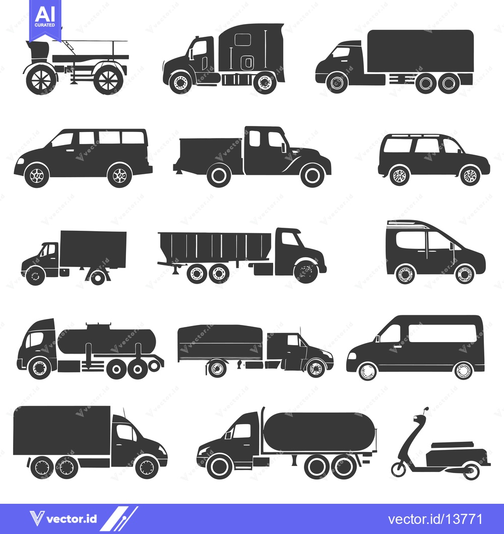 Premium Vector dari A Collection of Silhouette Images of Different Types of Vehicles