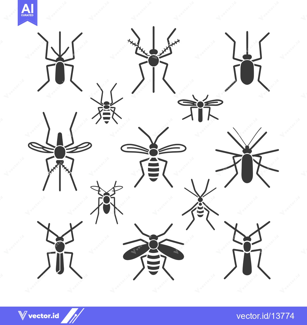 Premium Vector of A Collection of Silhouette Mosquito Icons in Various Poses