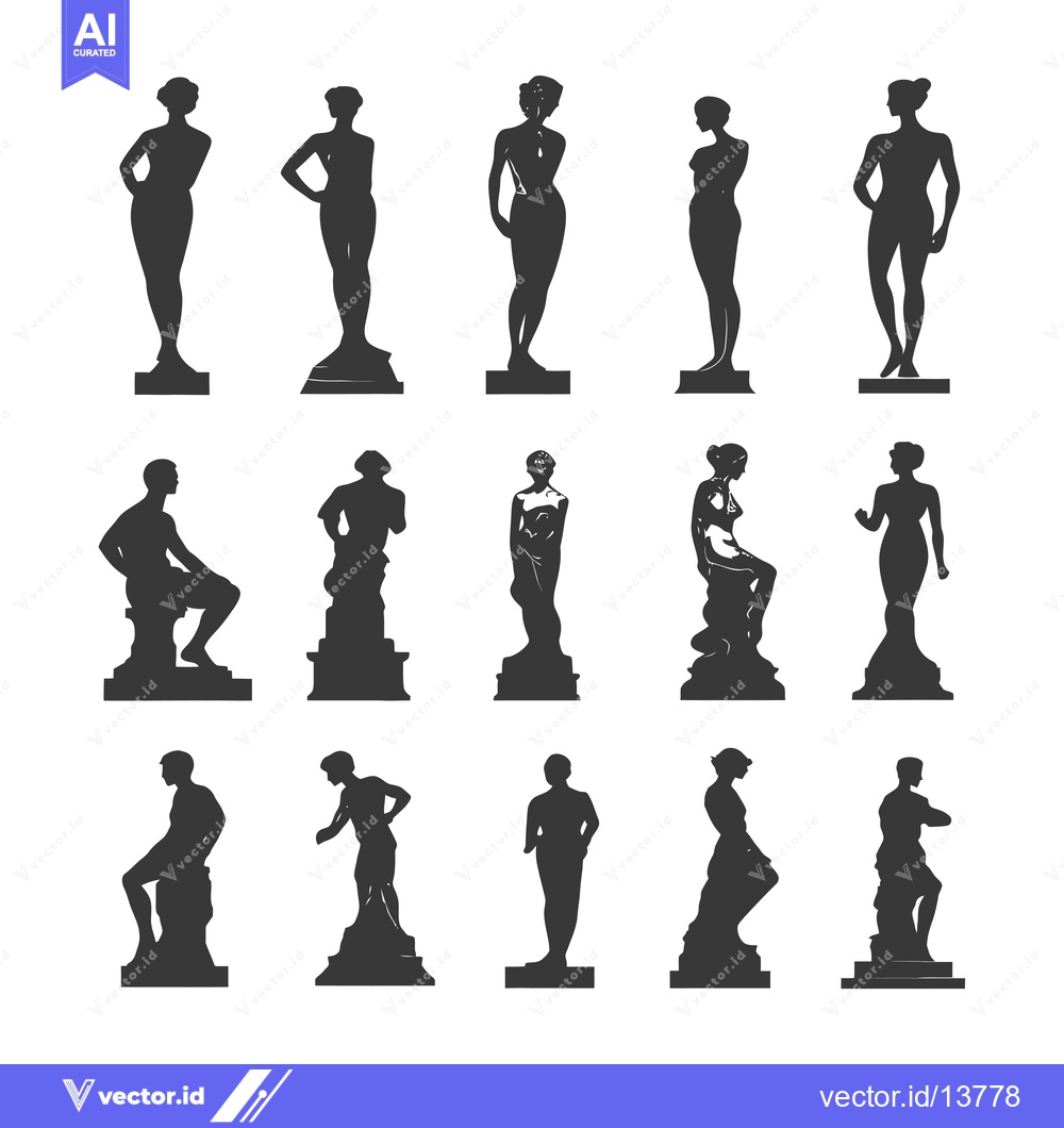 Premium Vector of A Collection of Silhouettes Depicting Classic Statues