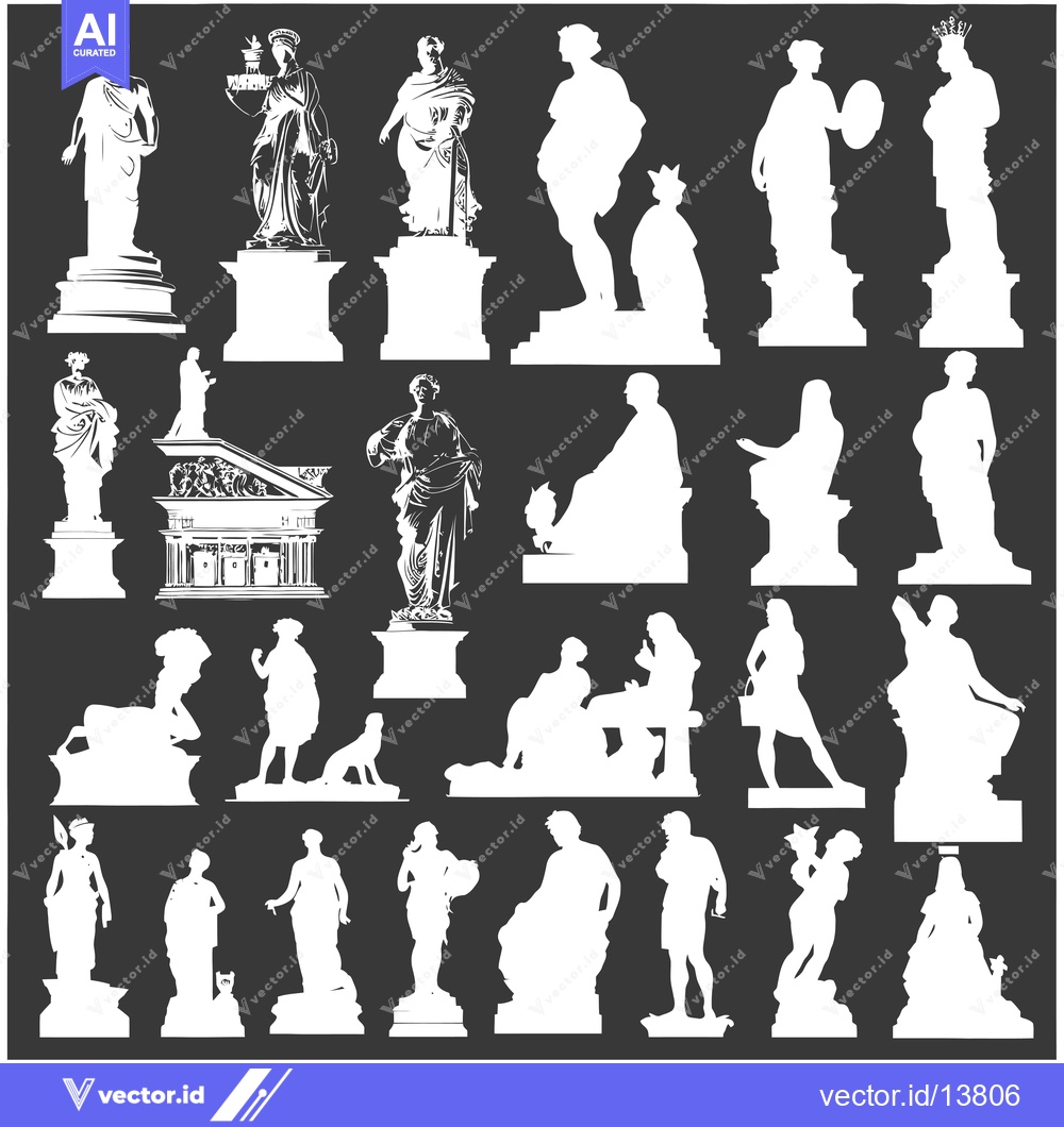 Premium Vector dari A Collection of Silhouettes of Ancient Roman and Greek Statues