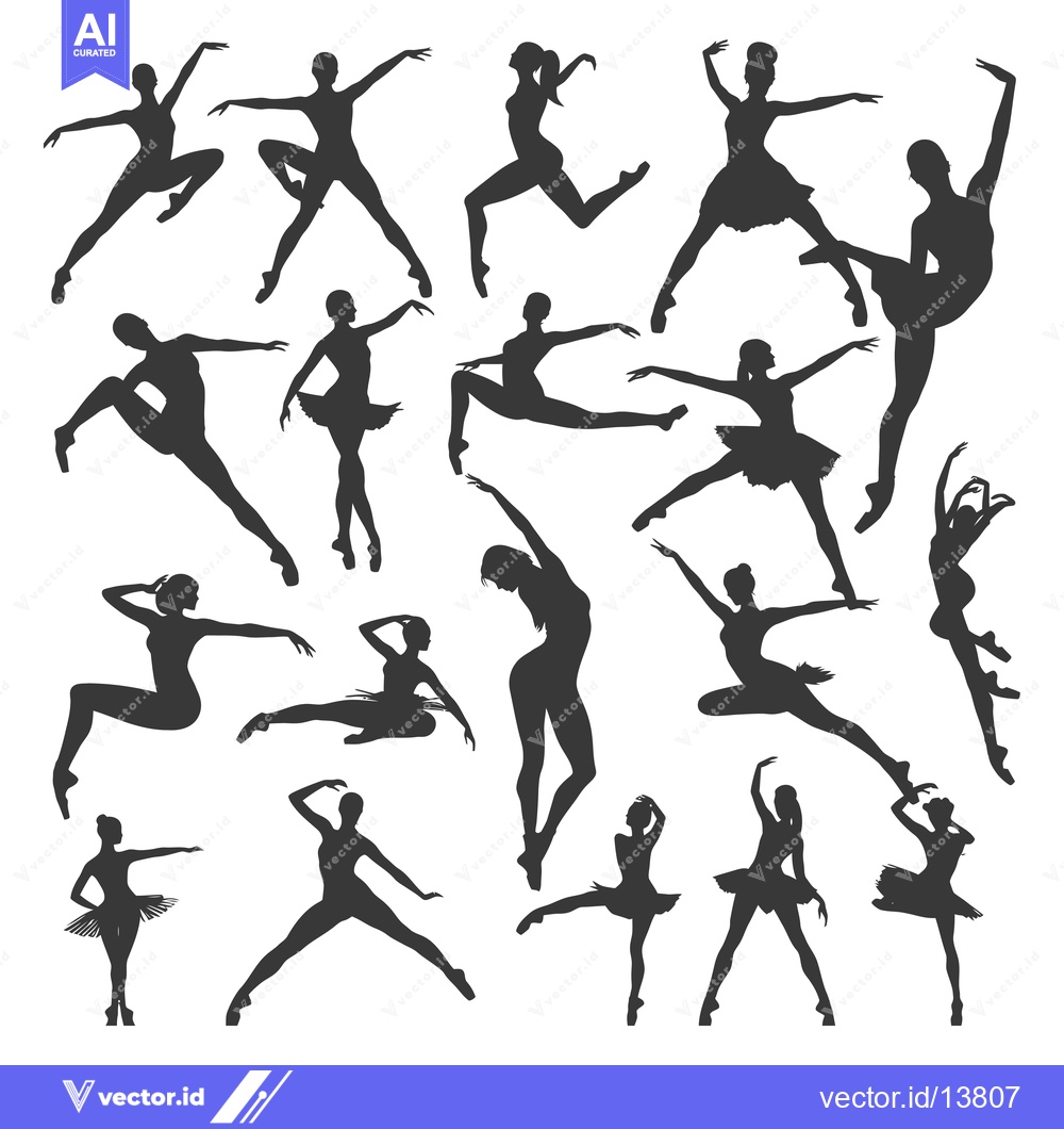 Premium Vector of A Collection of Silhouettes of Ballerinas in Various Poses
