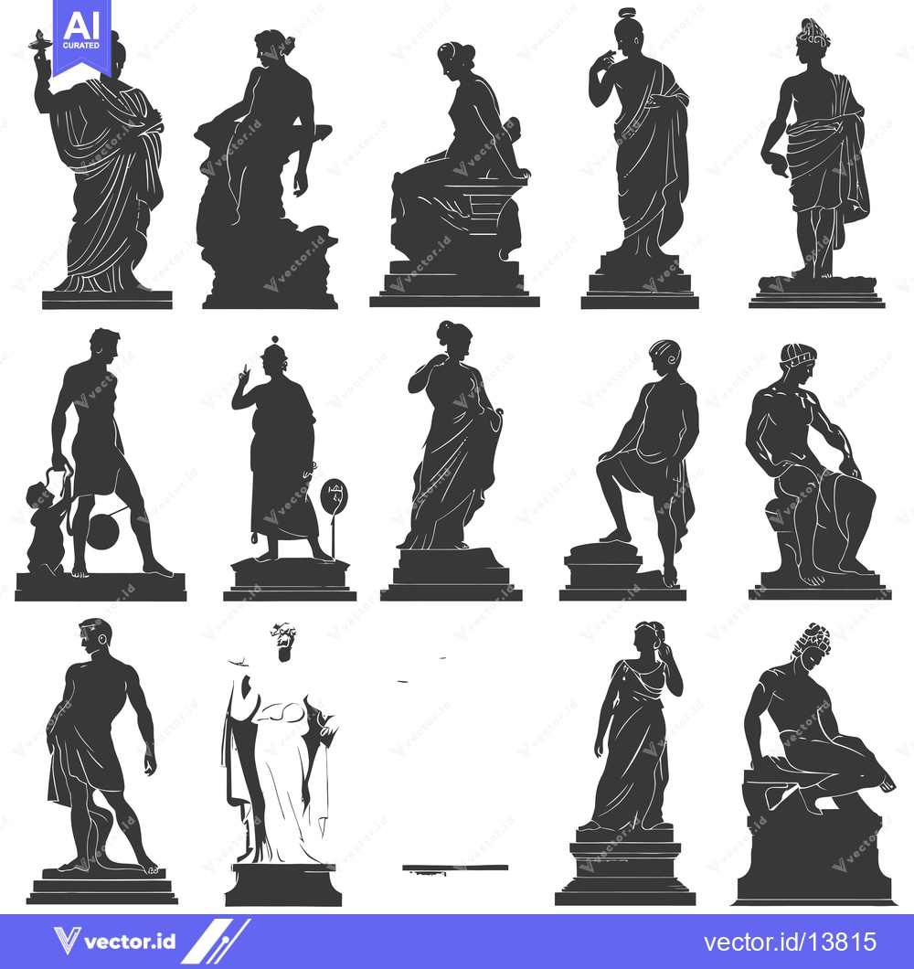 Premium Vector of A Collection of Silhouettes of Greek and Roman Statues