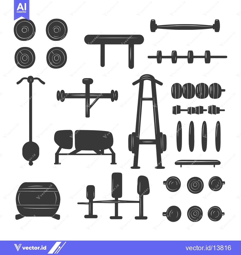 Premium Vector dari A Collection of Silhouettes of Gym Equipment