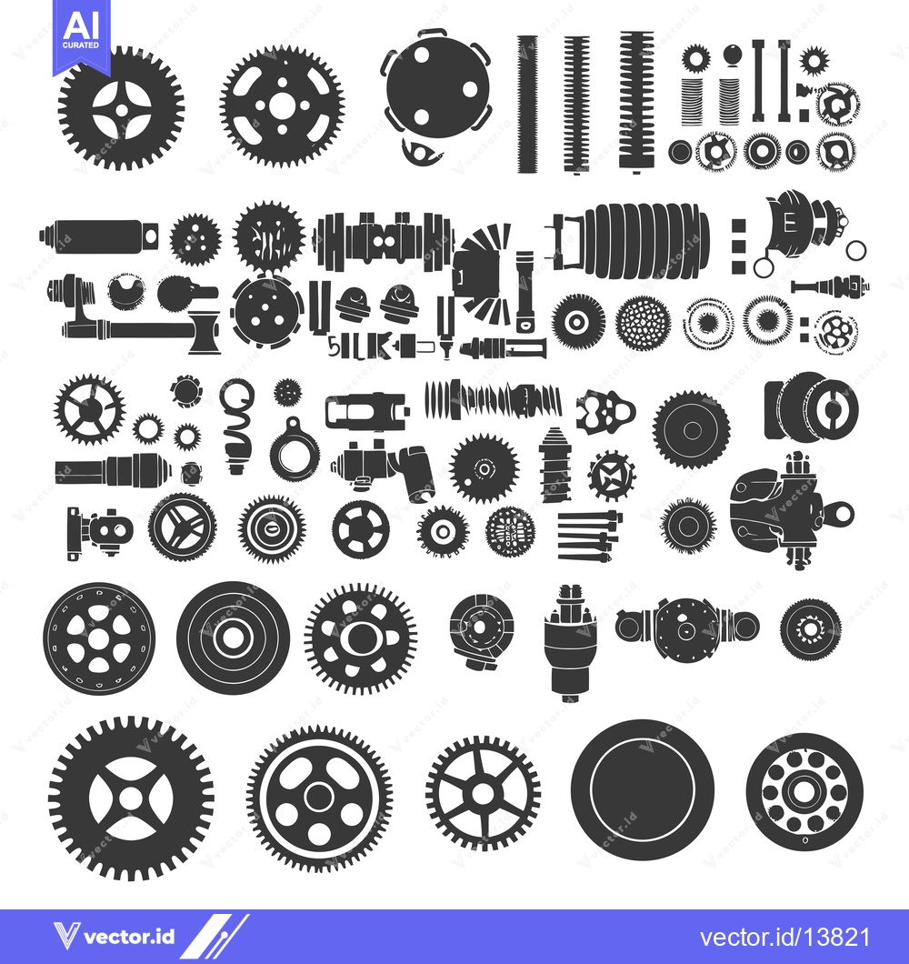 Premium Vector of A Collection of Silhouettes of Mechanical Parts