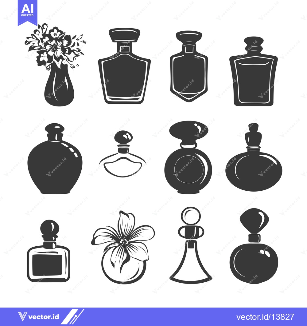 Premium Vector of A Collection of Silhouettes of Perfume Bottles and Flowers