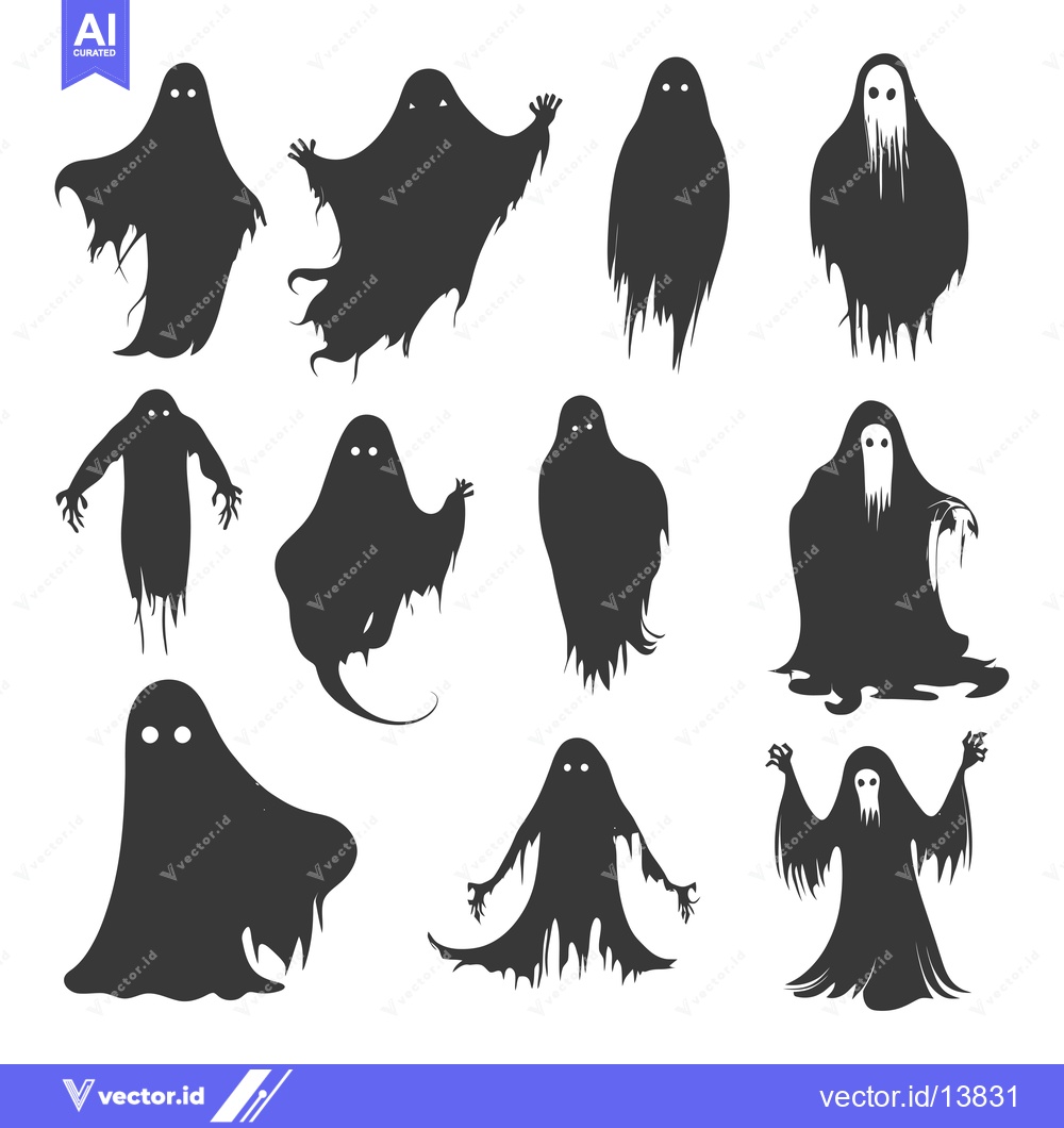 Premium Vector of A Collection of Silhouettes of Spooky Ghosts