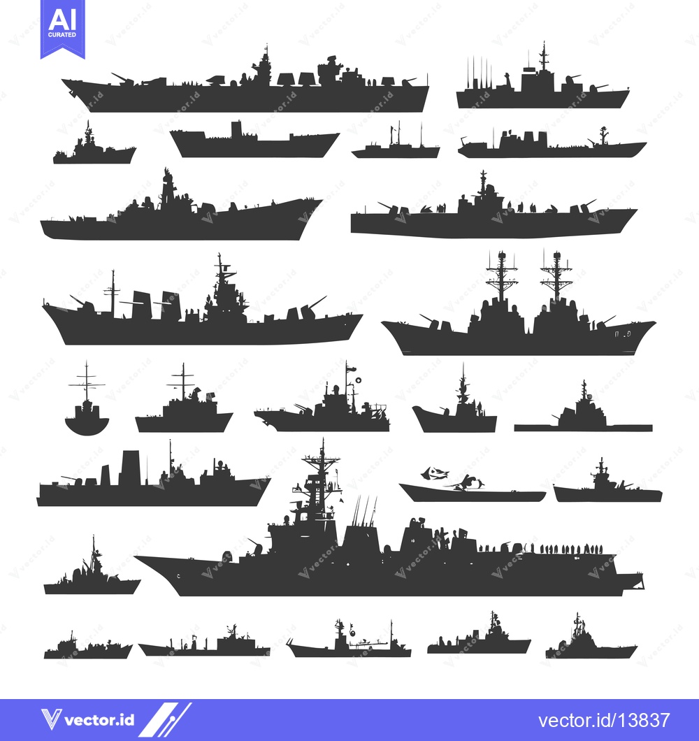 Premium Vector dari A Collection of Silhouettes of Various Warships