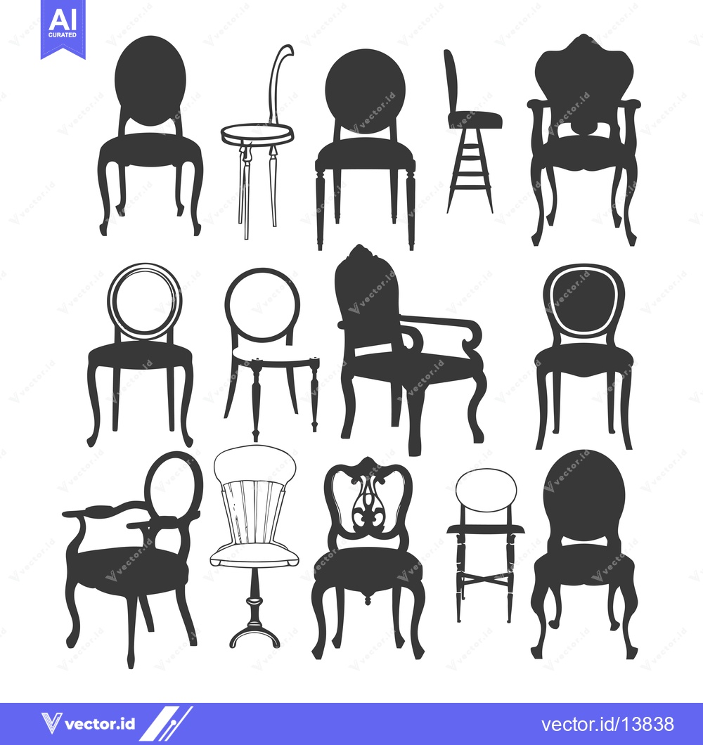 Premium Vector of A Collection of Silhouettes of Vintage Chairs and Stools