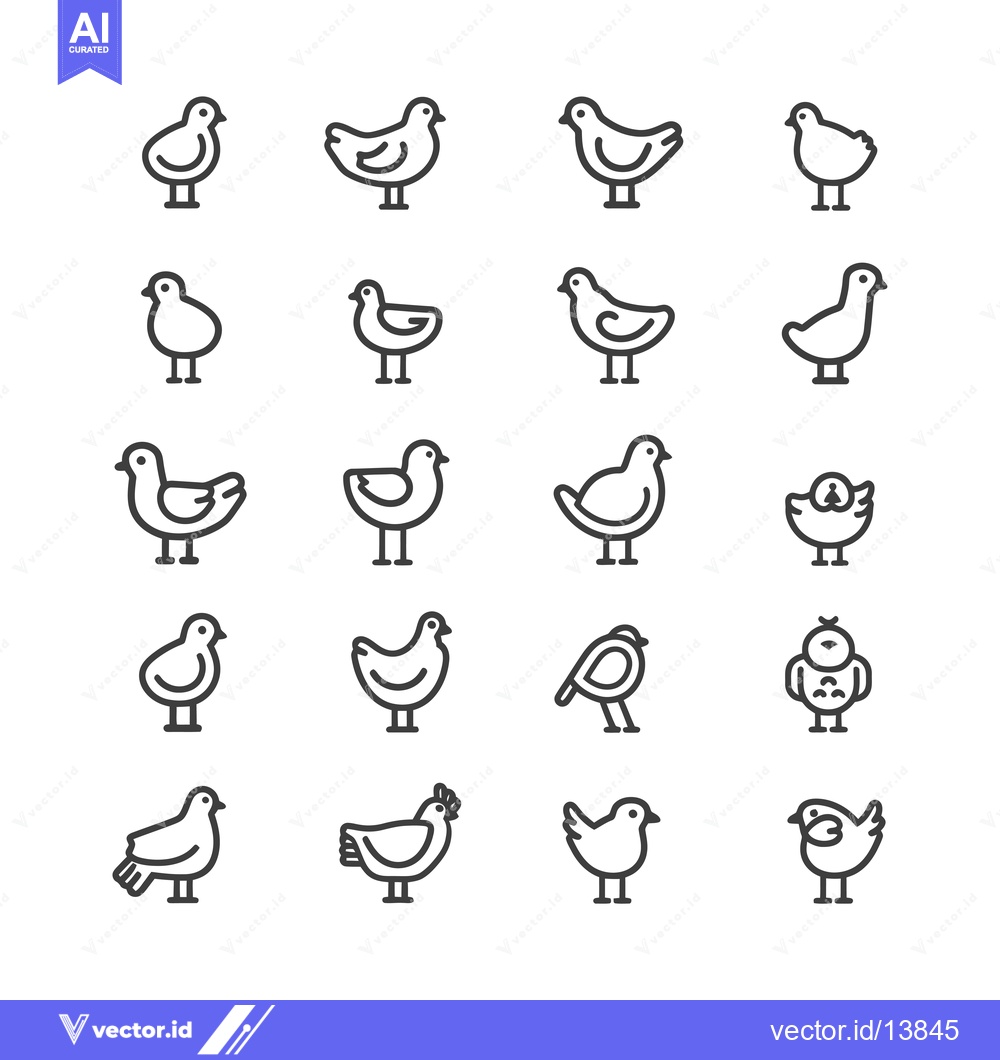 Premium Vector dari A Collection of Simple Bird Line Drawings