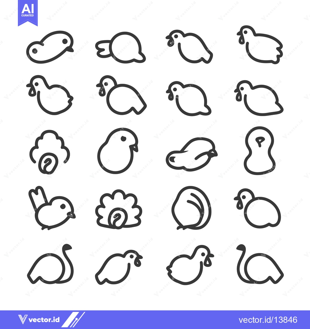 Premium Vector dari A Collection of Simple Bird Outline Icons