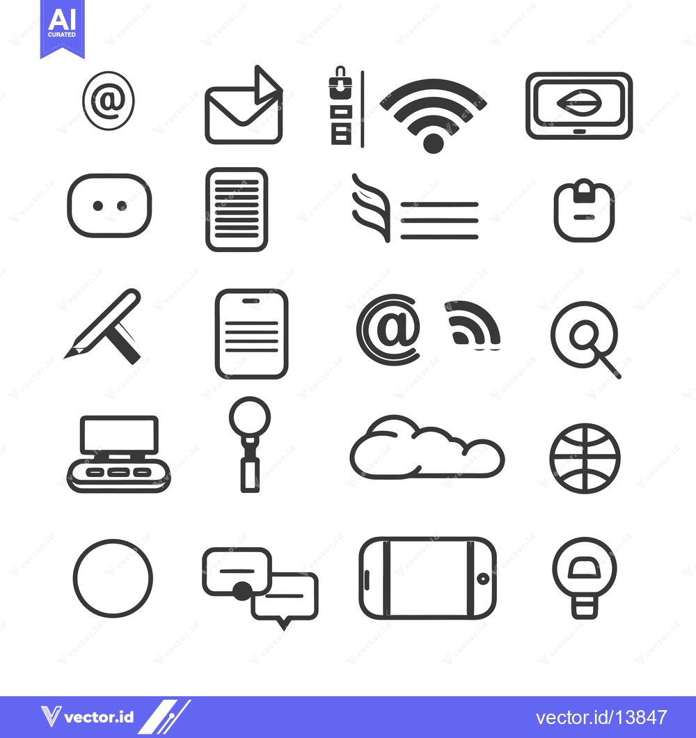 Premium Vector dari A Collection of Simple Black and White Digital Icons