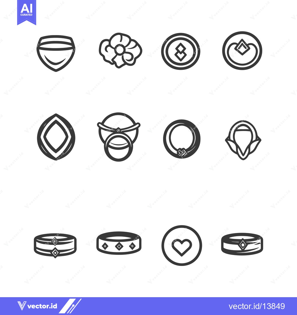 Premium Vector of A Collection of Simple Black and White Jewelry Icons