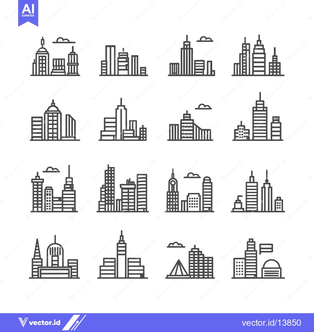 Premium Vector dari A Collection of Simple City Skyline Illustrations