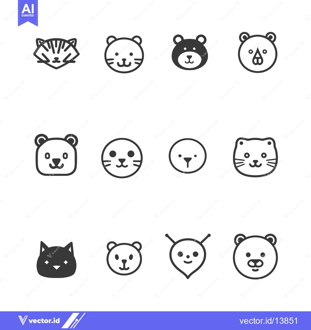 Premium Vector dari A Collection of Simple, Cute Animal Icons