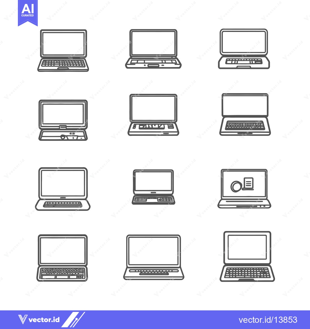 Premium Vector dari A Collection of Simple, Hand-Drawn Laptop Icons