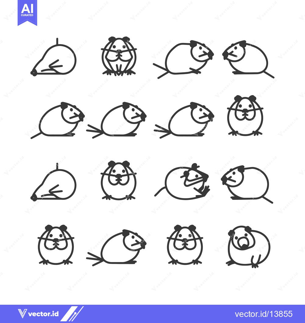 Premium Vector of A Collection of Simple Line Drawings Depicting a Guinea Pig in Various