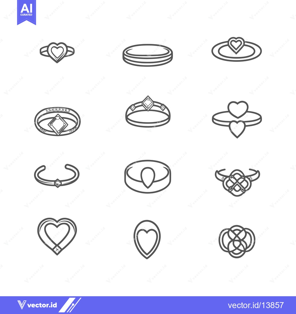 Premium Vector of A Collection of Simple Line Drawings Depicting Rings and Jewelry