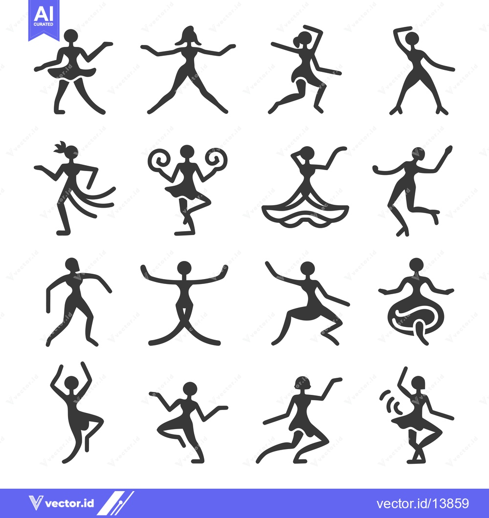 Premium Vector of A Collection of Simple Line Drawings Depicting Women Dancing